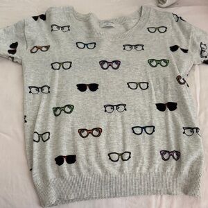 Adorable Gray Sweater with Colorful Eyeglass Motif from Madewell